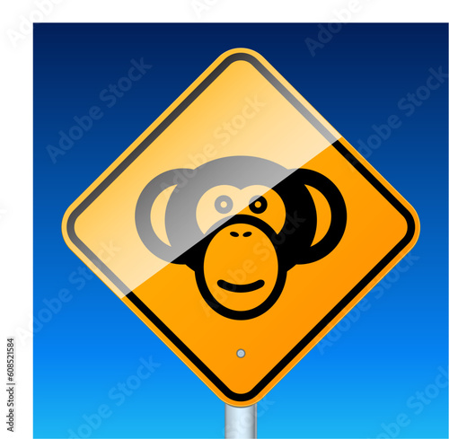 Monkey car sign. High-detailed vector sign