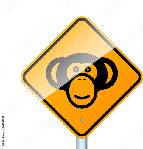 Monkey car sign. High-detailed vector sign isolated on white background