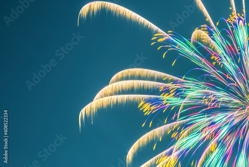Fireworks in the sky at dark blue sky background
