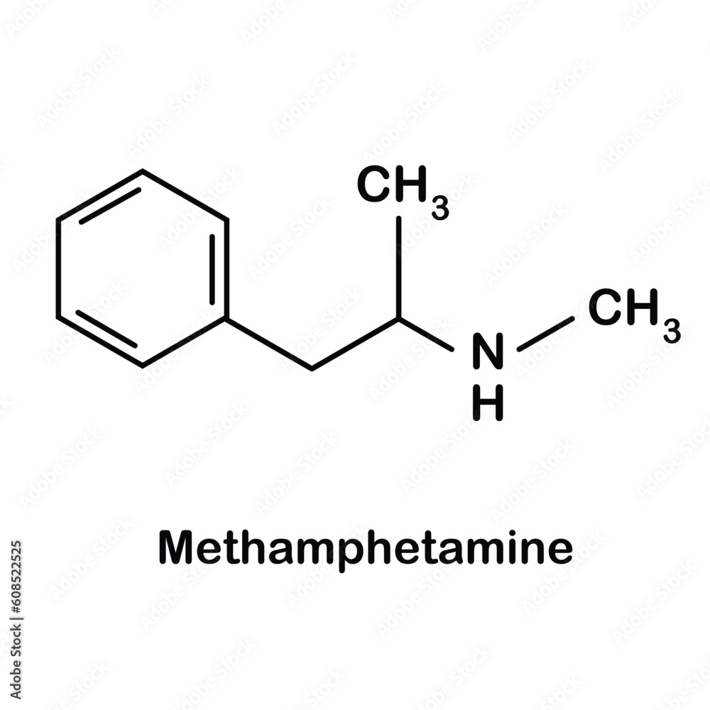 Formula of chemical structure of Amphetamine .Vector EPS 10.