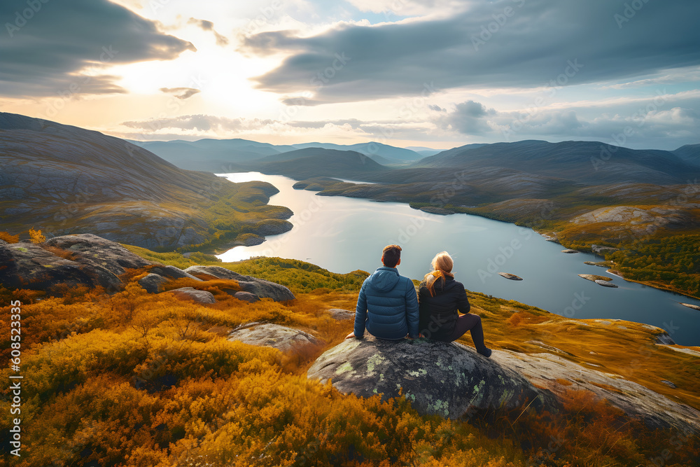 Fototapeta premium couple admiring beautiful view