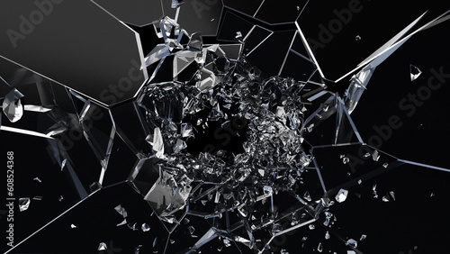 Fotografie, Obraz Glass debris in 3d rendering isolated design Premium Psd