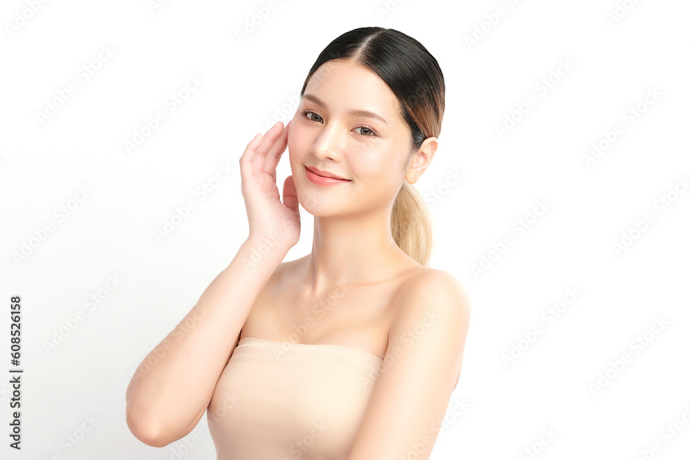 Beautiful young asian woman with clean fresh skin on white background, Face care, Facial treatment, Cosmetology, beauty and spa, Asian women portrait. Beautiful young asian woman with clean fresh skin on white background, Face care, Facial treatment, Cosmetology, beauty and spa, Asian women portrait.