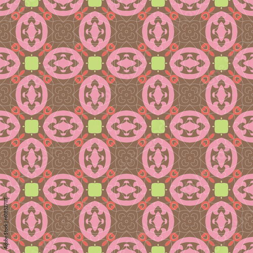 Seamless and elegant Baroque pattern with flowers in pink  brown  green