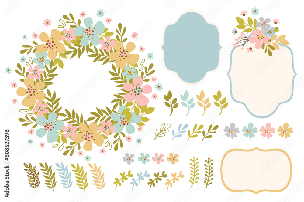 set of flowers