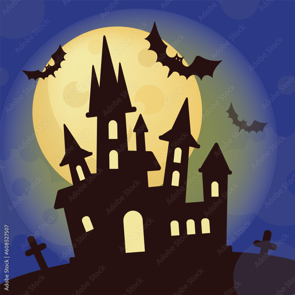 halloween background with castle vector