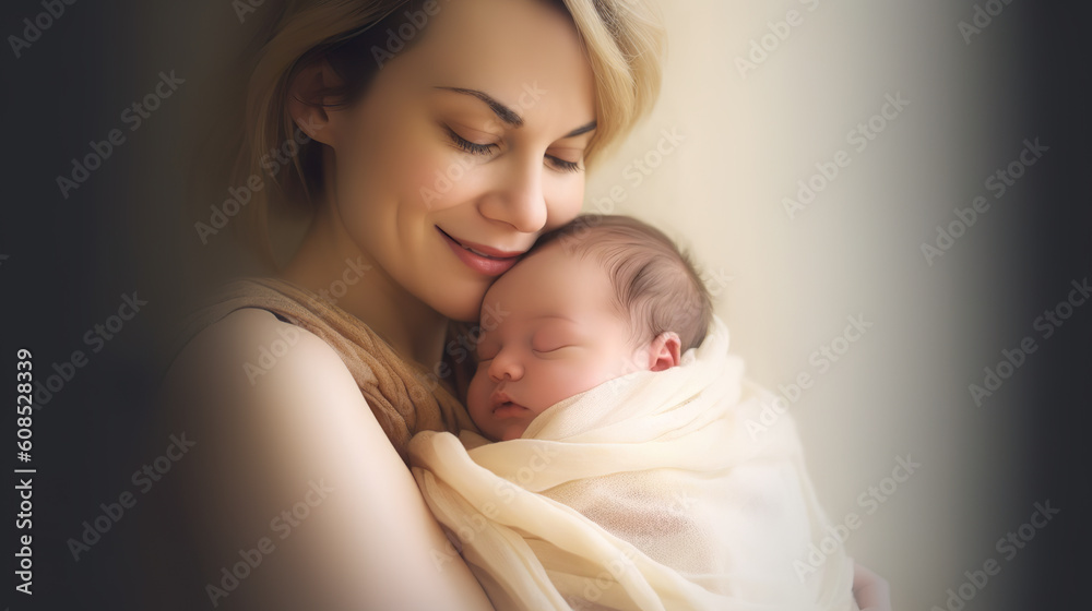 Blissful Motherhood Capturing the Happiness of a Mom and Baby Together. created with Generative AI Blissful Motherhood Capturing the Happiness of a Mom and Baby Together. created with Generative AI
