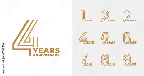 Minimal line anniversary logo collections. Birthday symbol for happy celebrations with luxury style photo