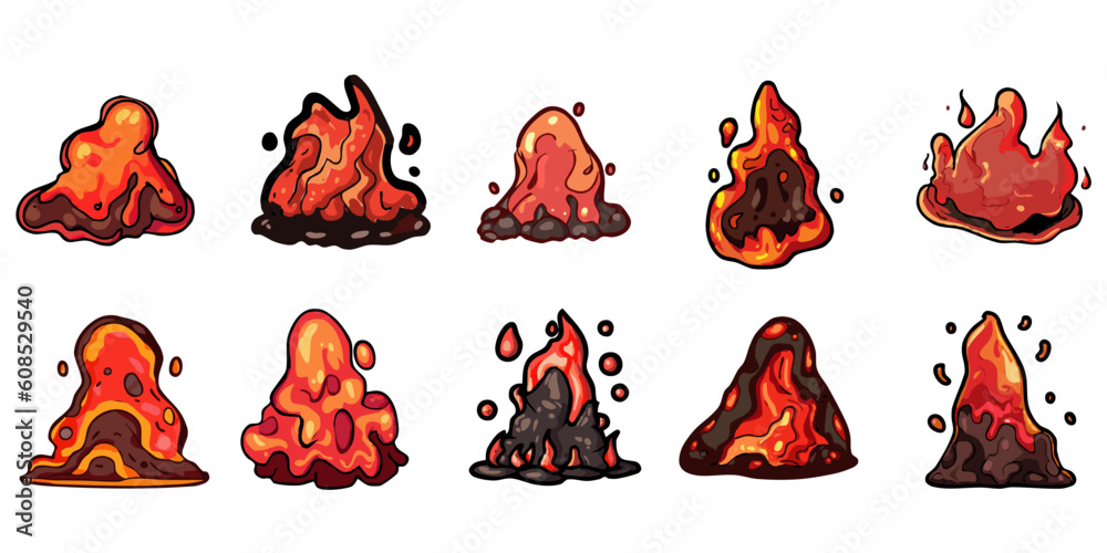 lava vector set collection graphic clipart design