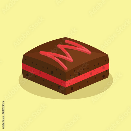 Brownies Chocolate Red Layered, cartoon brownie vector