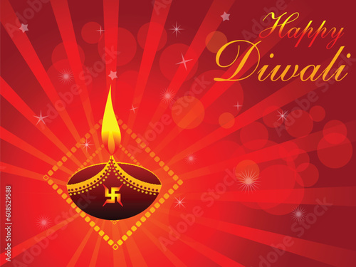 abstract deepawali background with deepak vector illustration