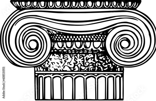 Ionic column isolated on white