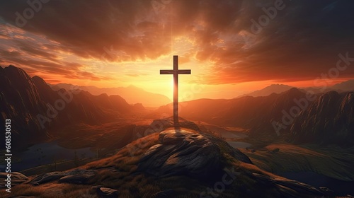 Beautiful Cross background for Christian churches, Holy spiritual faith background, Generative AI