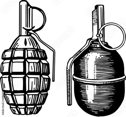 Two grenades isolated on white