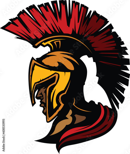 Graphic Trojan or Spartan Vector Mascot with Headdress