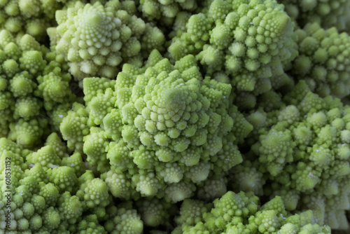 Cauliflower Romanesco broccoli on white background