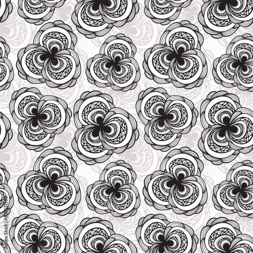 vector seamless monochrome floral pattern
