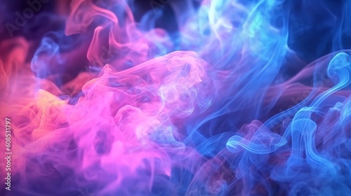 Vibrant colored smoke on a dark background. Generative ai