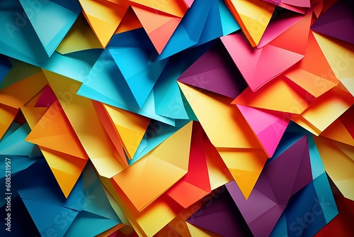 Vibrant Origami Paper  A Captivating Abstract Wallpaper  Generative AI.