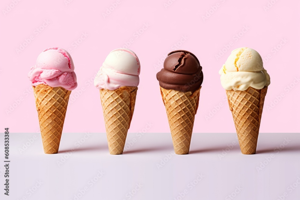 Solitary Ice Cream Cones, Generative AI. Solitary Ice Cream Cones, Generative AI.