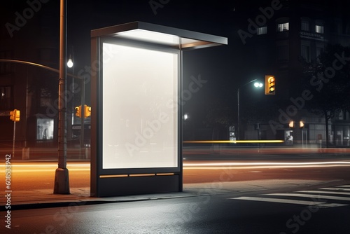 Empty Advertising Light Box at Bus Stop: A Missed Opportunity for Marketing, Generative AI.