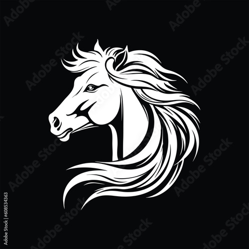 Fototapeta Naklejka Na Ścianę i Meble -  black and white horse head logo design template, horse animal silhouette illustration