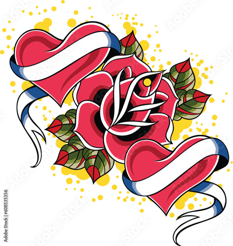heart and rose ribbon banner