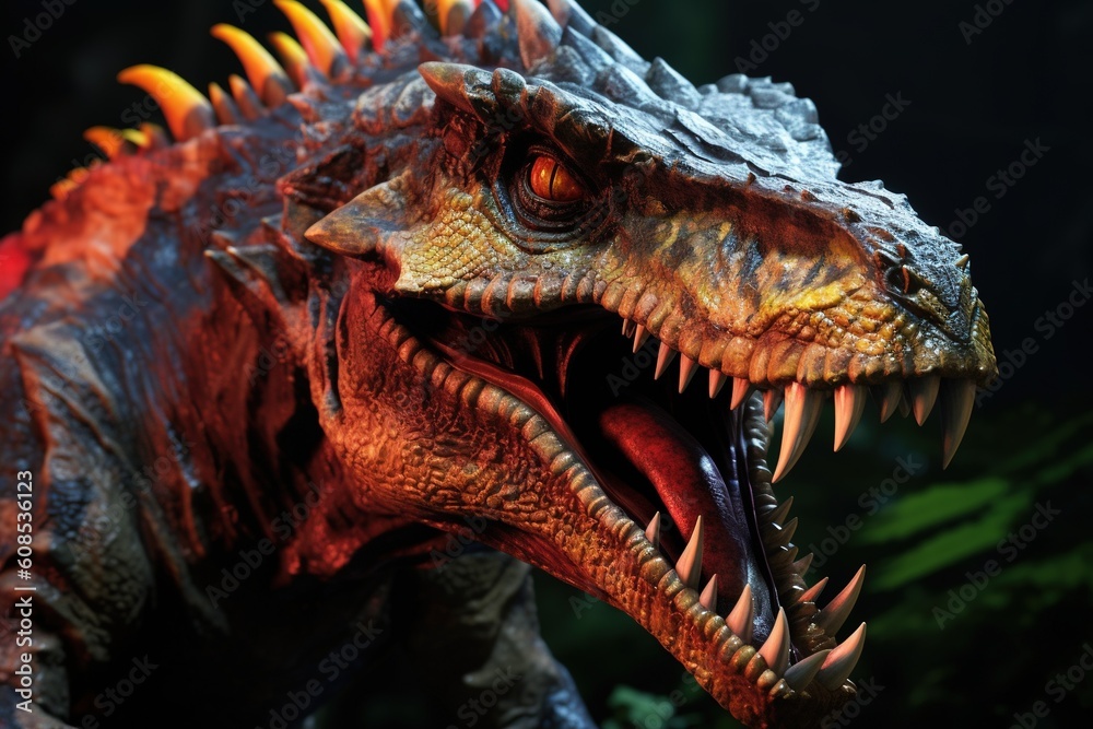 Tyrannosaurus Rex Dinosaur Head Closeup.Generative Ai Tyrannosaurus Rex Dinosaur Head Closeup.Generative Ai