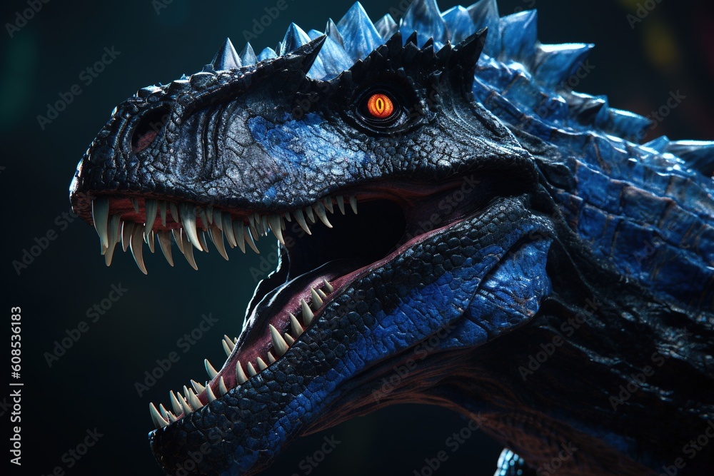 Tyrannosaurus Rex Dinosaur Head Closeup.Generative Ai