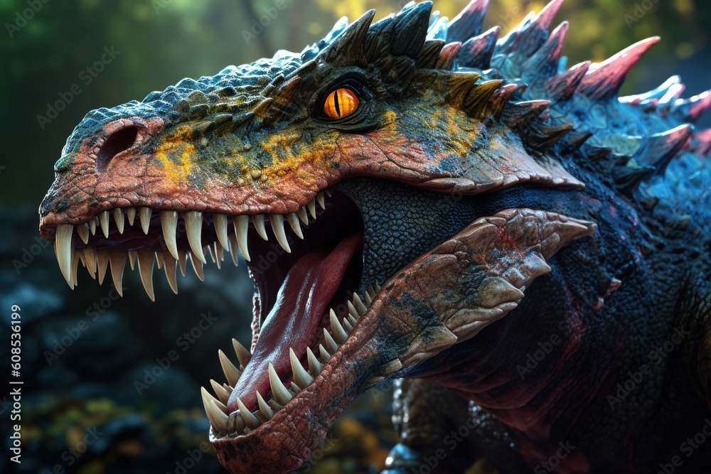 Tyrannosaurus Rex Dinosaur Head Closeup.Generative Ai Tyrannosaurus Rex Dinosaur Head Closeup.Generative Ai