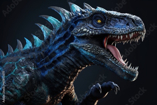 Tyrannosaurus Rex Dinosaur Head Closeup.Generative Ai