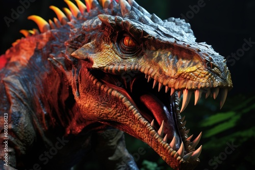 Tyrannosaurus Rex Dinosaur Head Closeup.Generative Ai © Rudsaphon