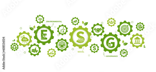 ESG concept icon for business and organization, Environment, Social, Governance and sustainability development concept with venn diagram, vector illustration