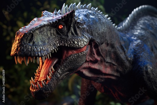 Tyrannosaurus Rex Dinosaur Head Closeup.Generative Ai