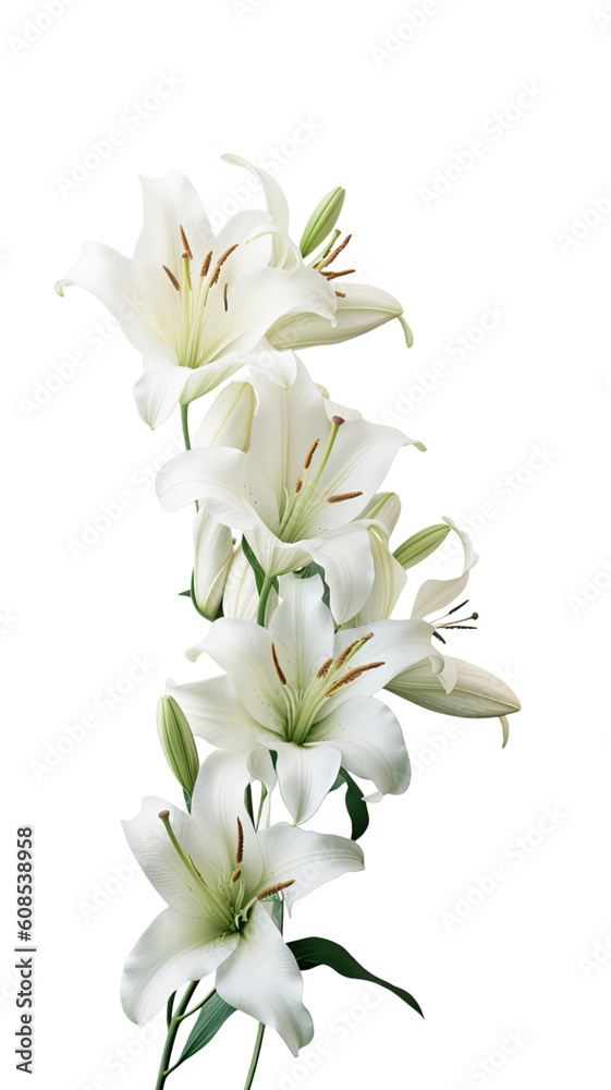 graceful lily petals as a frame border, isolated with negative space for layouts