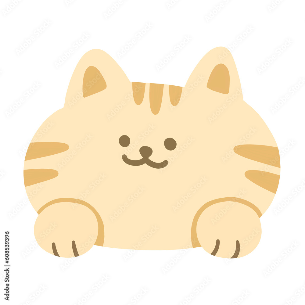Cute Smile Beige Cream Cat Hanging Over Cartoon Illustration Cute Smile Beige Cream Cat Hanging Over Cartoon Illustration