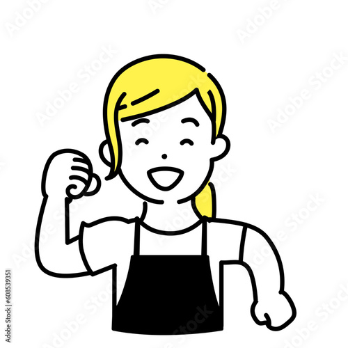 かわいい人物のイラストシリーズ _ 女性の店員_ 歩く