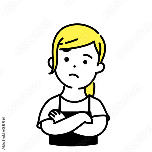 かわいい人物のイラストシリーズ _ 女性の店員_ 疑問