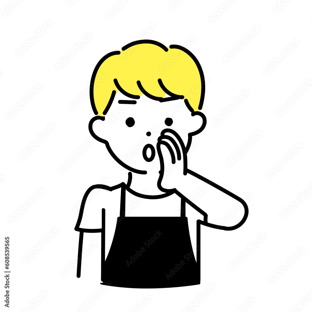 かわいい人物のイラストシリーズ _ 男性の店員_ 内緒話 かわいい人物のイラストシリーズ _ 男性の店員_ 内緒話