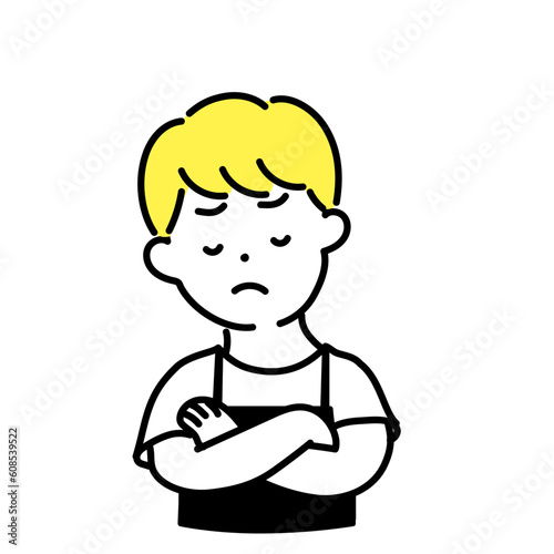 かわいい人物のイラストシリーズ _ 男性の店員_ 考える