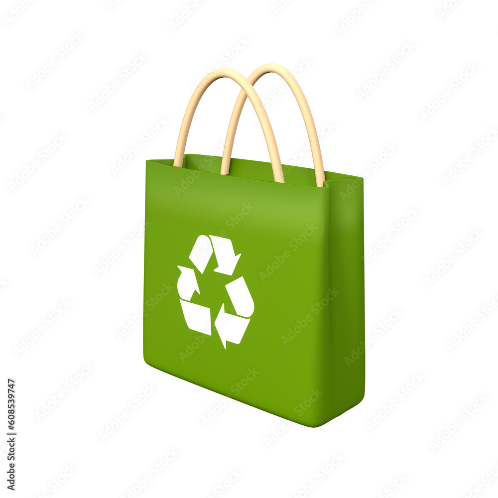 reusable bag or Zero waste bag for save the environment and the world -3d rendering illustration and element NO AI reusable bag or Zero waste bag for save the environment and the world -3d rendering illustration and element NO AI
