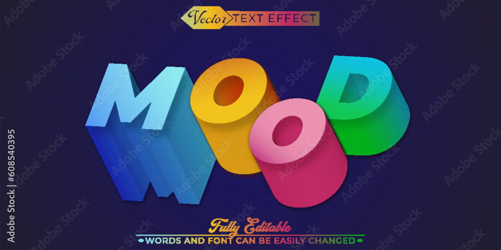 Naklejka premium Mood Colorful Editable Text Effect Template