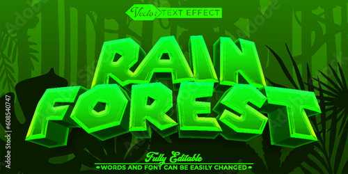 Cartoon Rain Forest Vector Editable Text Effect Template