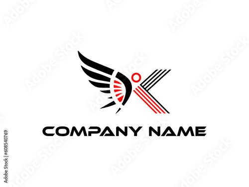 K letter Modern abstract Creative 
 digital wings logo. vector illustration logo. modern style Awesome logo in shape a template Mode flat.