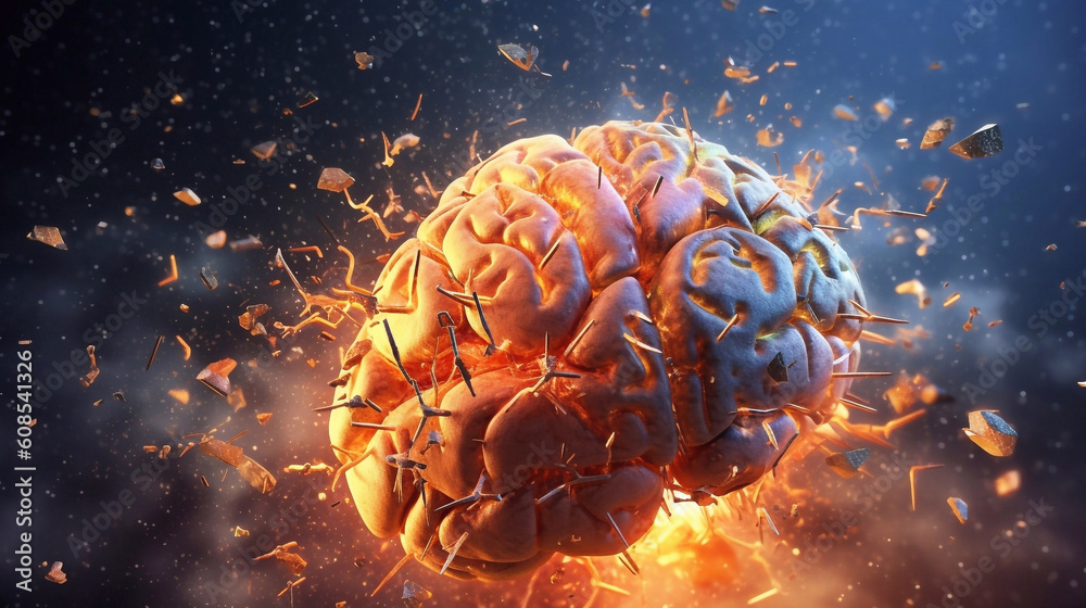Exploding Brain Concept. AI Generative Image Stock Illustration | Adobe ...