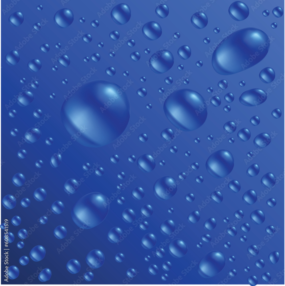 Water drops are on the blue surface. Vector seamless background image