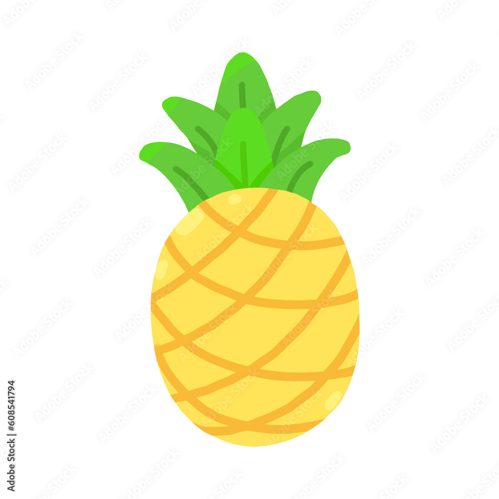 Cute Hand Drawn Pineapple Cartoon Illustrattion