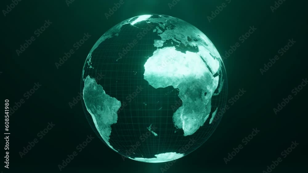 4k Seamless loop video of glowing and Futuristic rotating animation of earth globe on middle side, Business and Technology blue green Background 4k Seamless loop video of glowing and Futuristic rotating animation of earth globe on middle side, Business and Technology blue green Background