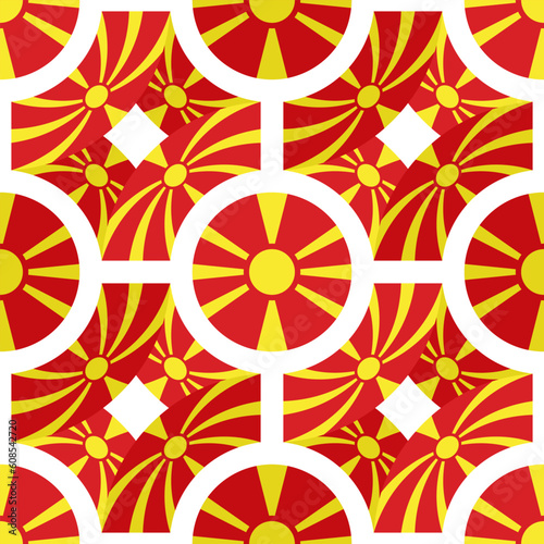 north macedonia pattern. tracery design. sun background. vector illustration