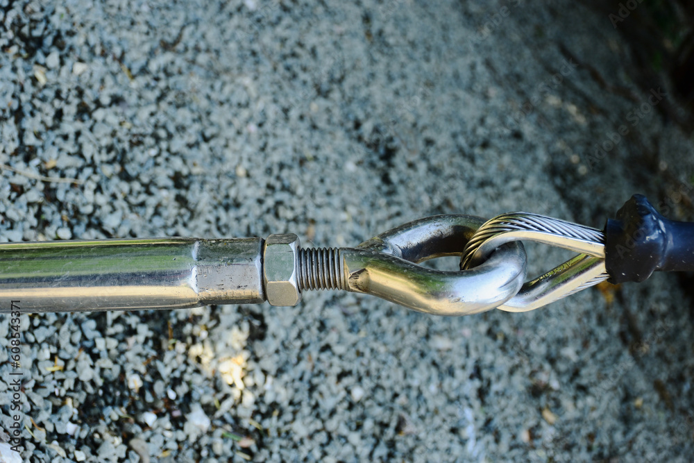 isolated stainless steel twisted wire cable and steel turn buckle for